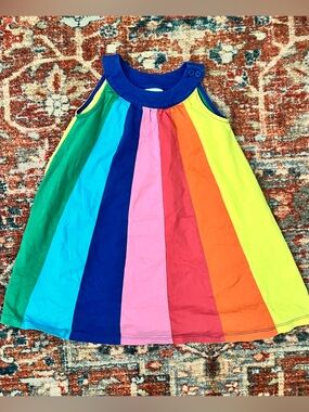 Hanna Anderson Kids Rainbow Stripe A-Line Dress - Multicolor - size 5